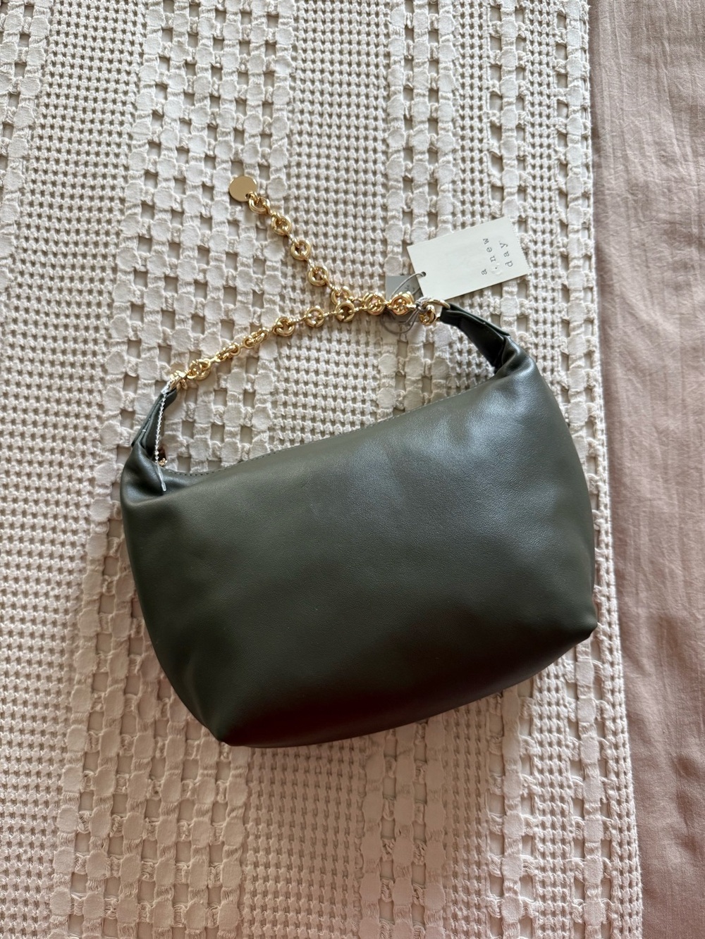 NEW a new day Green Chain-Handle Satchel with Gold Hardware
